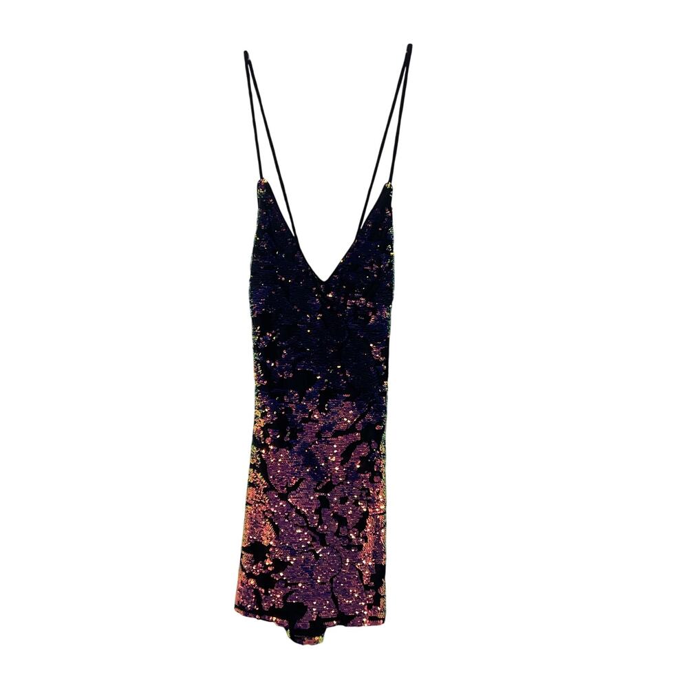 Elegant Black and Purple Sequin Dress